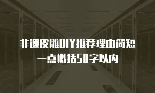 非遗皮雕DIY推荐理由简短一点概括50字以内