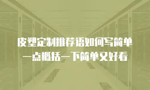 皮塑定制推荐语如何写简单一点概括一下简单又好看
