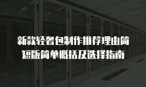 新款轻奢包制作推荐理由简短版简单概括及选择指南