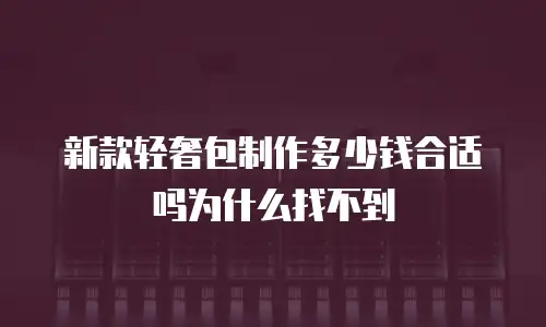 新款轻奢包制作多少钱合适吗为什么找不到