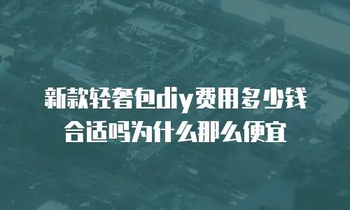 新款轻奢包diy费用多少钱合适吗为什么那么便宜