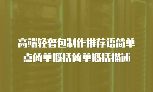 高端轻奢包制作推荐语简单点简单概括简单概括描述