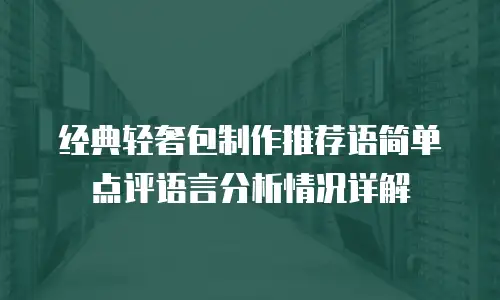 经典轻奢包制作推荐语简单点评语言分析情况详解