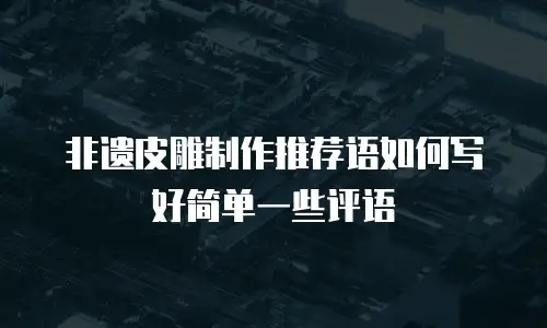 非遗皮雕制作推荐语如何写好简单一些评语