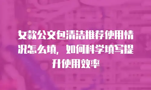 女款公文包清洁推荐使用情况怎么填，如何科学填写提升使用效率
