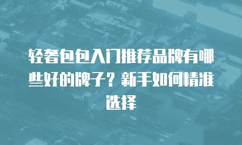 轻奢包包入门推荐品牌有哪些好的牌子？新手如何精准选择
