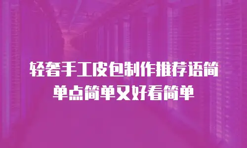 轻奢手工皮包制作推荐语简单点简单又好看简单