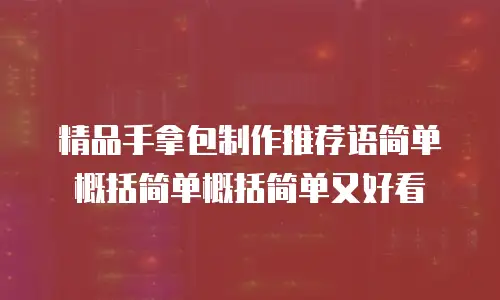 精品手拿包制作推荐语简单概括简单概括简单又好看