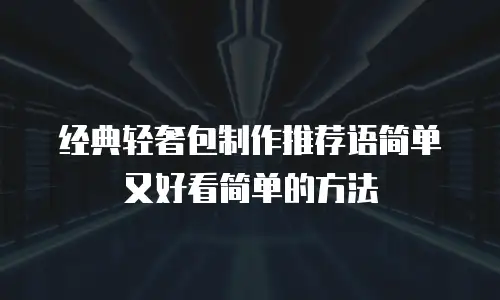 经典轻奢包制作推荐语简单又好看简单的方法