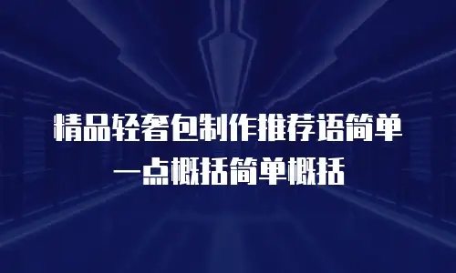 精品轻奢包制作推荐语简单一点概括简单概括