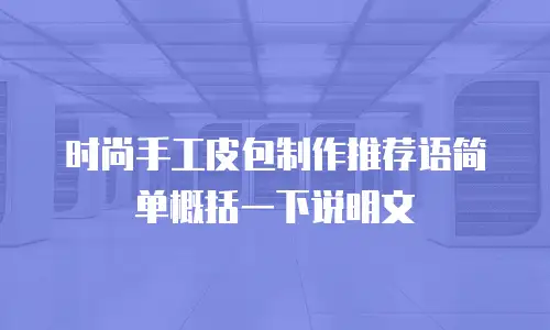 时尚手工皮包制作推荐语简单概括一下说明文