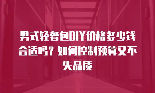 男式轻奢包DIY价格多少钱合适吗？如何控制预算又不失品质