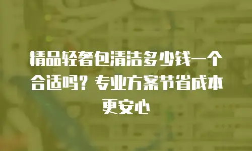 精品轻奢包清洁多少钱一个合适吗？专业方案节省成本更安心
