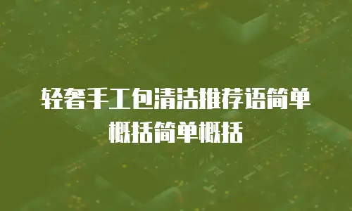轻奢手工包清洁推荐语简单概括简单概括