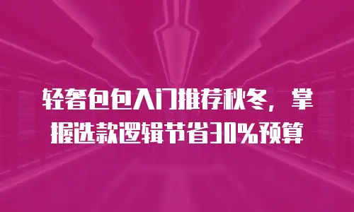 轻奢包包入门推荐秋冬，掌握选款逻辑节省30%预算