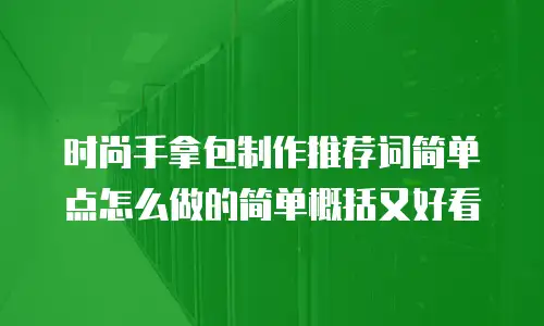 时尚手拿包制作推荐词简单点怎么做的简单概括又好看