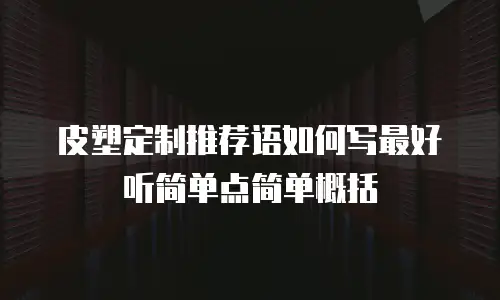 皮塑定制推荐语如何写最好听简单点简单概括