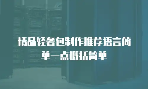精品轻奢包制作推荐语言简单一点概括简单