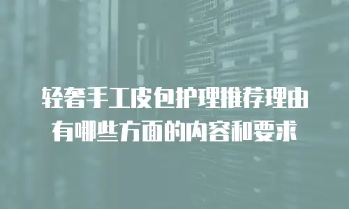轻奢手工皮包护理推荐理由有哪些方面的内容和要求