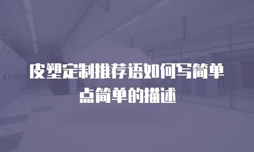 皮塑定制推荐语如何写简单点简单的描述