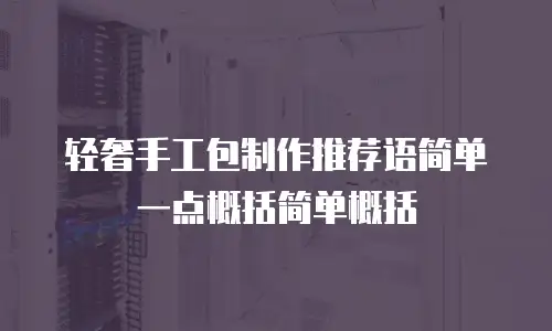 轻奢手工包制作推荐语简单一点概括简单概括