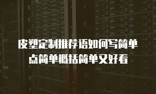 皮塑定制推荐语如何写简单点简单概括简单又好看