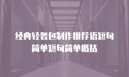 经典轻奢包制作推荐语短句简单短句简单概括