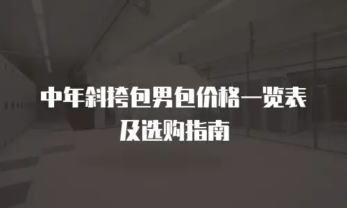 中年斜挎包男包价格一览表及选购指南