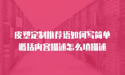 皮塑定制推荐语如何写简单概括内容描述怎么填描述