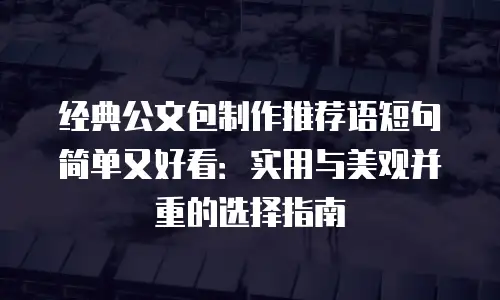 经典公文包制作推荐语短句简单又好看：实用与美观并重的选择指南