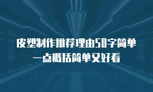 皮塑制作推荐理由50字简单一点概括简单又好看