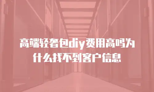 高端轻奢包diy费用高吗为什么找不到客户信息