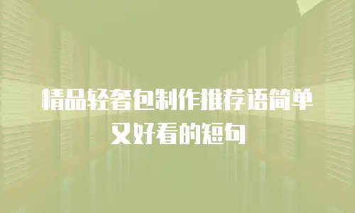 精品轻奢包制作推荐语简单又好看的短句