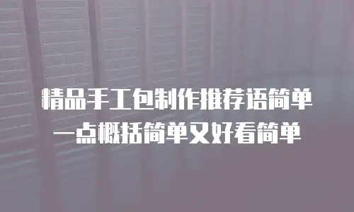 精品手工包制作推荐语简单一点概括简单又好看简单
