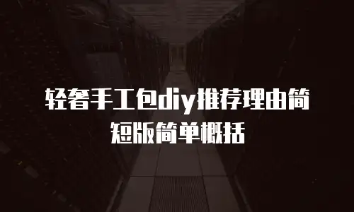 轻奢手工包diy推荐理由简短版简单概括