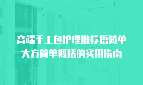 高端手工包护理推荐语简单大方简单概括的实用指南