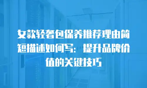 女款轻奢包保养推荐理由简短描述如何写：提升品牌价值的关键技巧