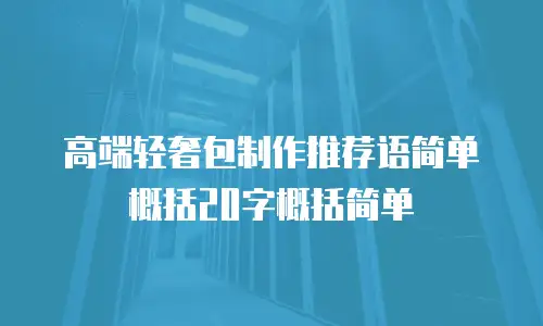 高端轻奢包制作推荐语简单概括20字概括简单