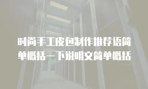 时尚手工皮包制作推荐语简单概括一下说明文简单概括