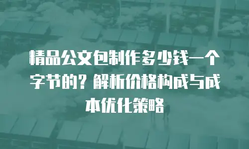 精品公文包制作多少钱一个字节的？解析价格构成与成本优化策略