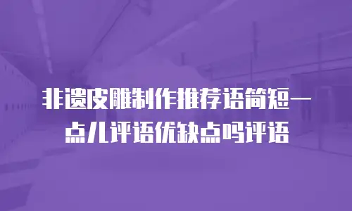 非遗皮雕制作推荐语简短一点儿评语优缺点吗评语
