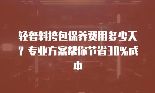 轻奢斜挎包保养费用多少天？专业方案帮你节省30%成本