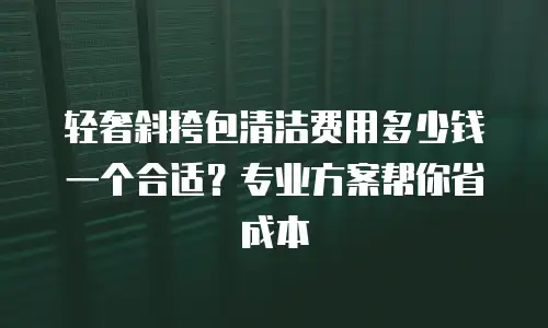 轻奢斜挎包清洁费用多少钱一个合适？专业方案帮你省成本