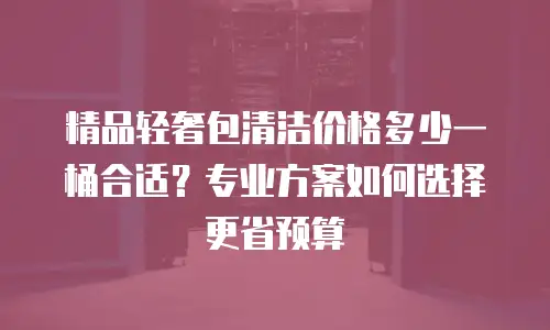 精品轻奢包清洁价格多少一桶合适？专业方案如何选择更省预算