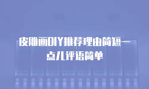 皮雕画DIY推荐理由简短一点儿评语简单