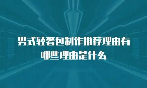 男式轻奢包制作推荐理由有哪些理由是什么