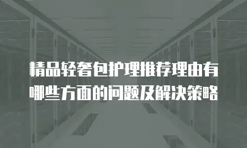 精品轻奢包护理推荐理由有哪些方面的问题及解决策略