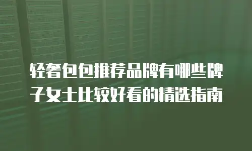 轻奢包包推荐品牌有哪些牌子女士比较好看的精选指南