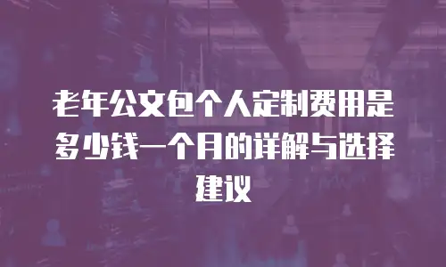 老年公文包个人定制费用是多少钱一个月的详解与选择建议
