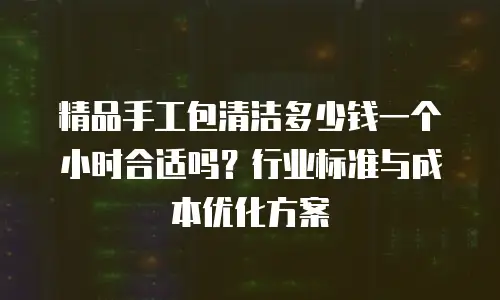 精品手工包清洁多少钱一个小时合适吗？行业标准与成本优化方案